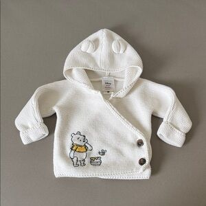 Disney White Knit Hoodie with Pooh Bear